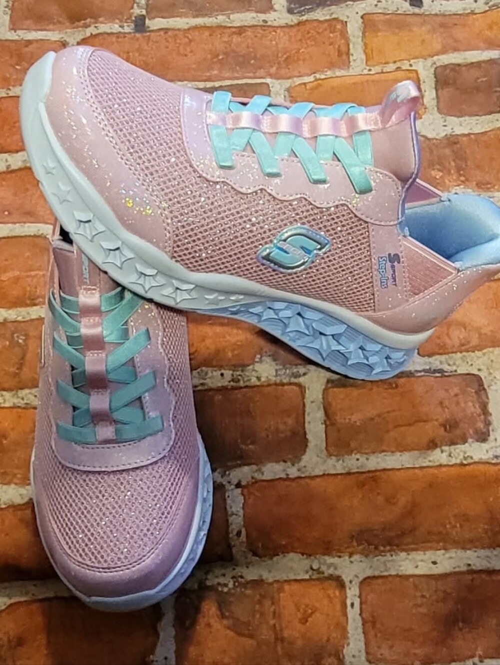 S Sport By Skechers  Heart Lights Step Slip ins Sz 5 Pink New On/off Button